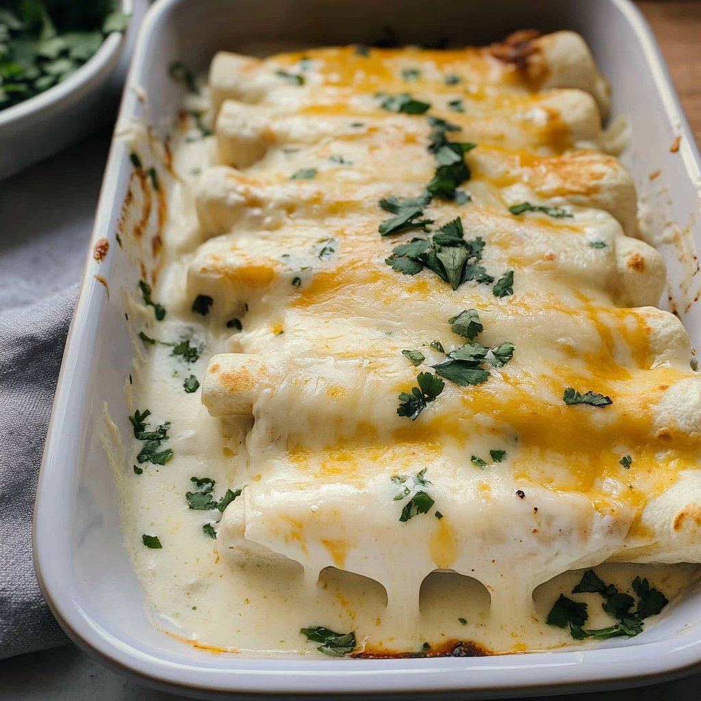 Recipe preparation for White Chicken Enchiladas