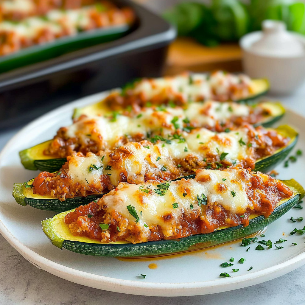 Recipe preparation for Stuffed Zucchini Boats