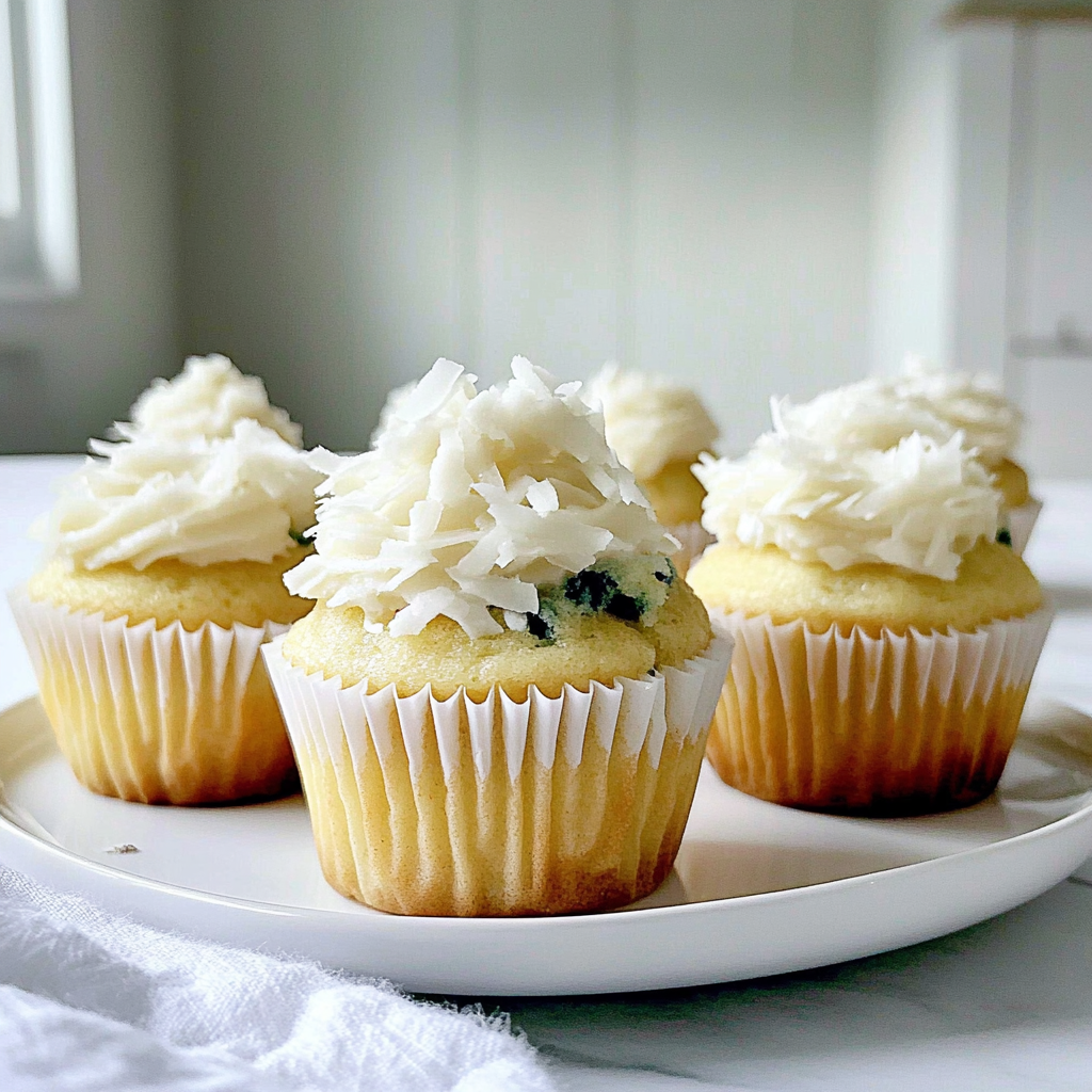 Recipe preparation for Coconut Cupcakes With Coconut Buttercream Frosting