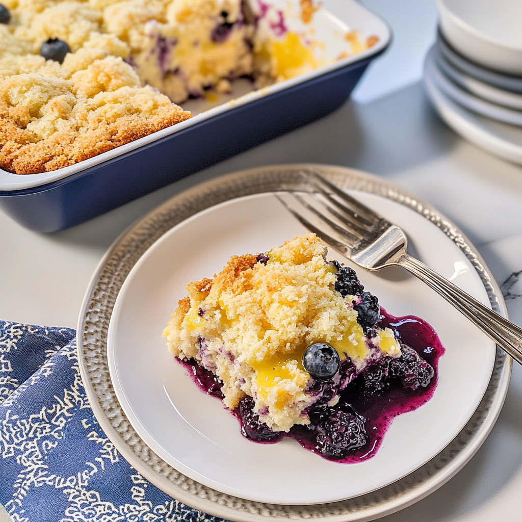 Recipe preparation for Lemon Blueberry Dump Cake