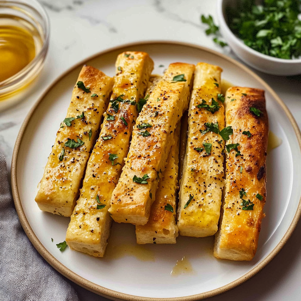 Recipe preparation for Buttery Garlic Breadsticks