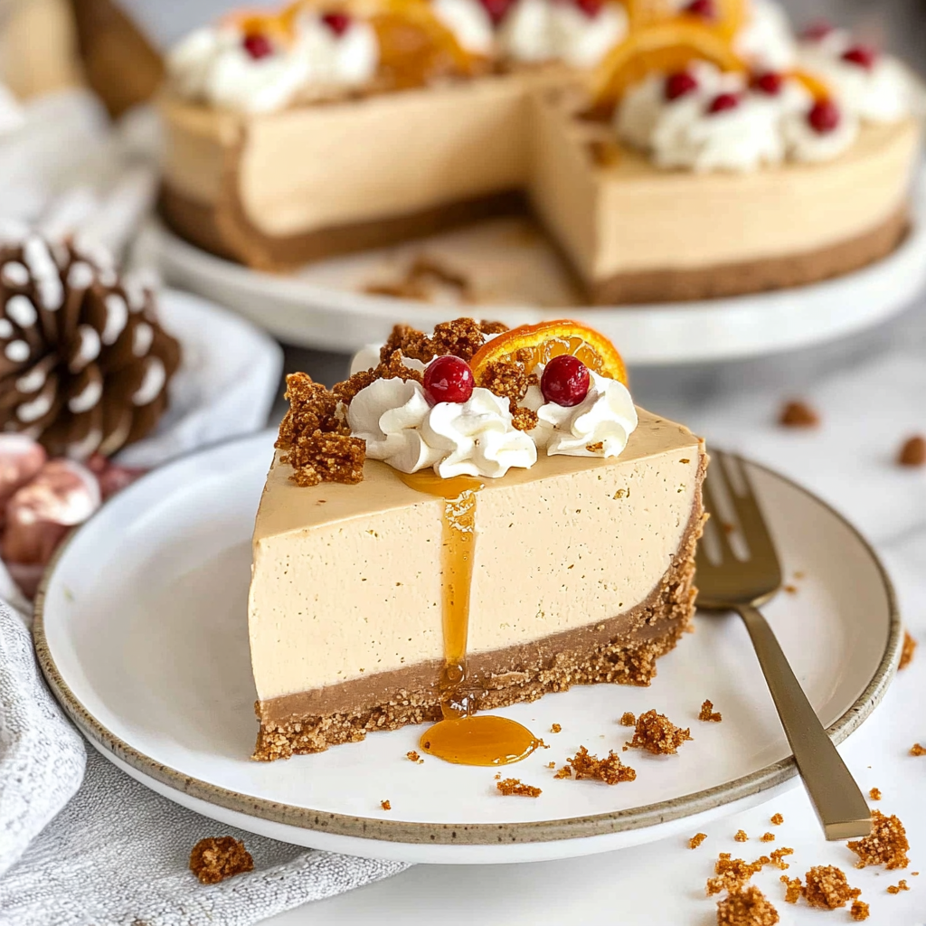 Recipe preparation for Gingerbread Orange No-Bake Cheesecake