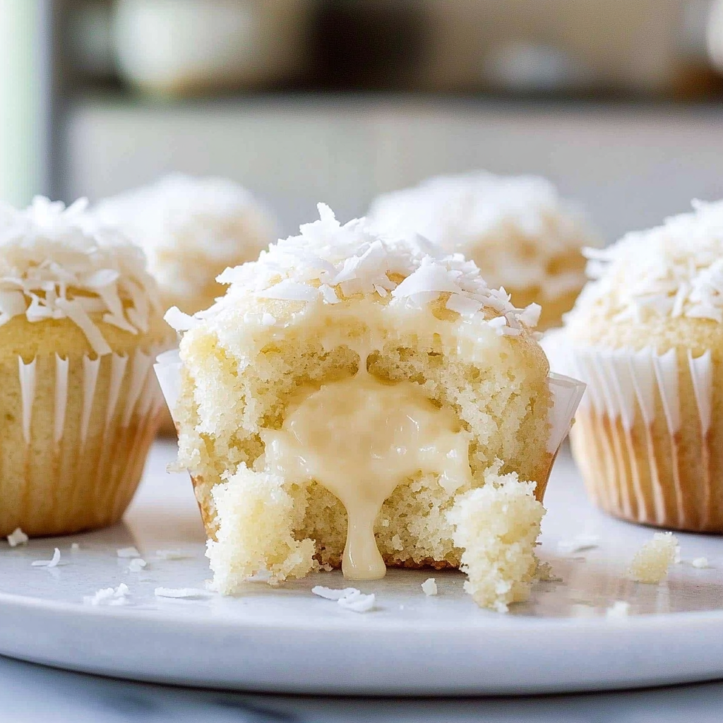 Recipe preparation for Snowball Coconut Cupcakes