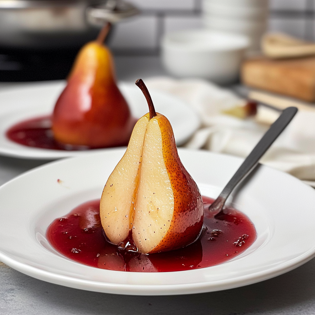 Recipe preparation for poached pears