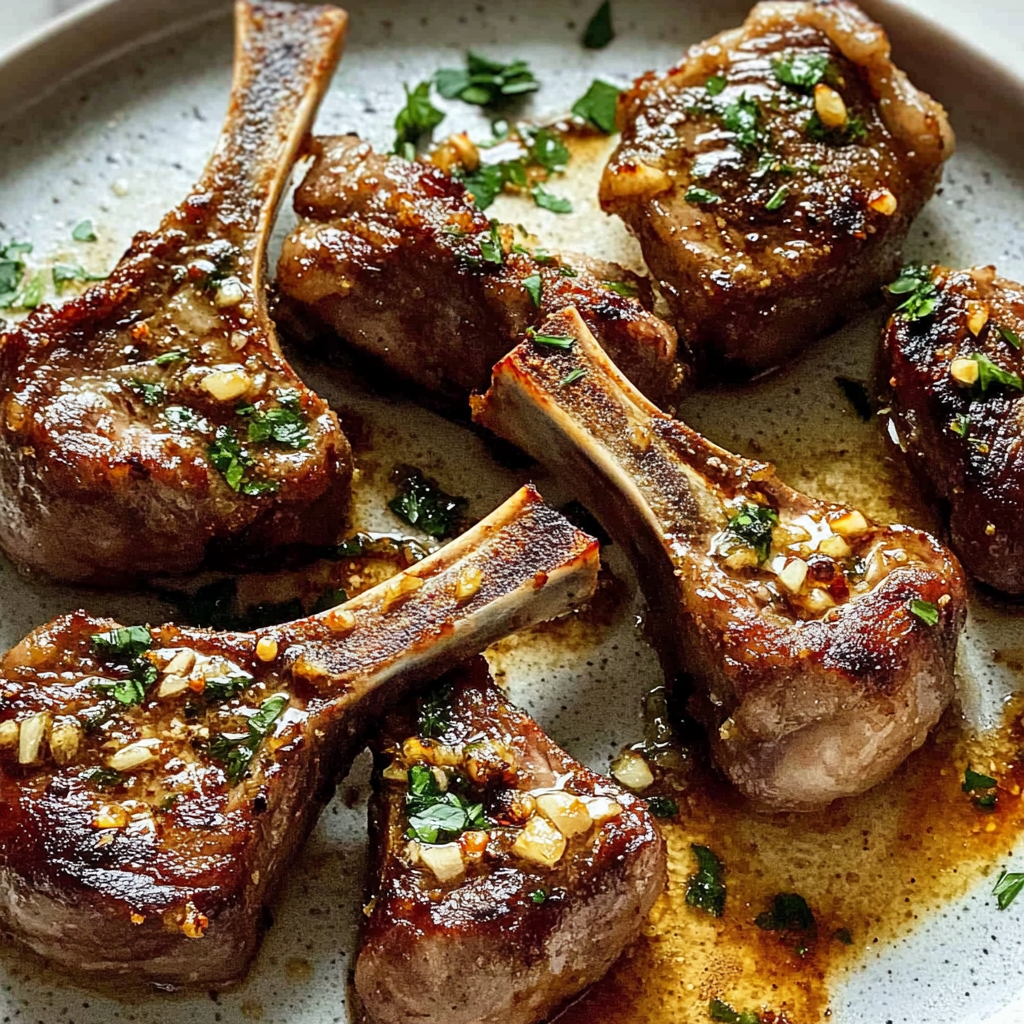Recipe preparation for Garlic Butter Lamb Chops Recipe