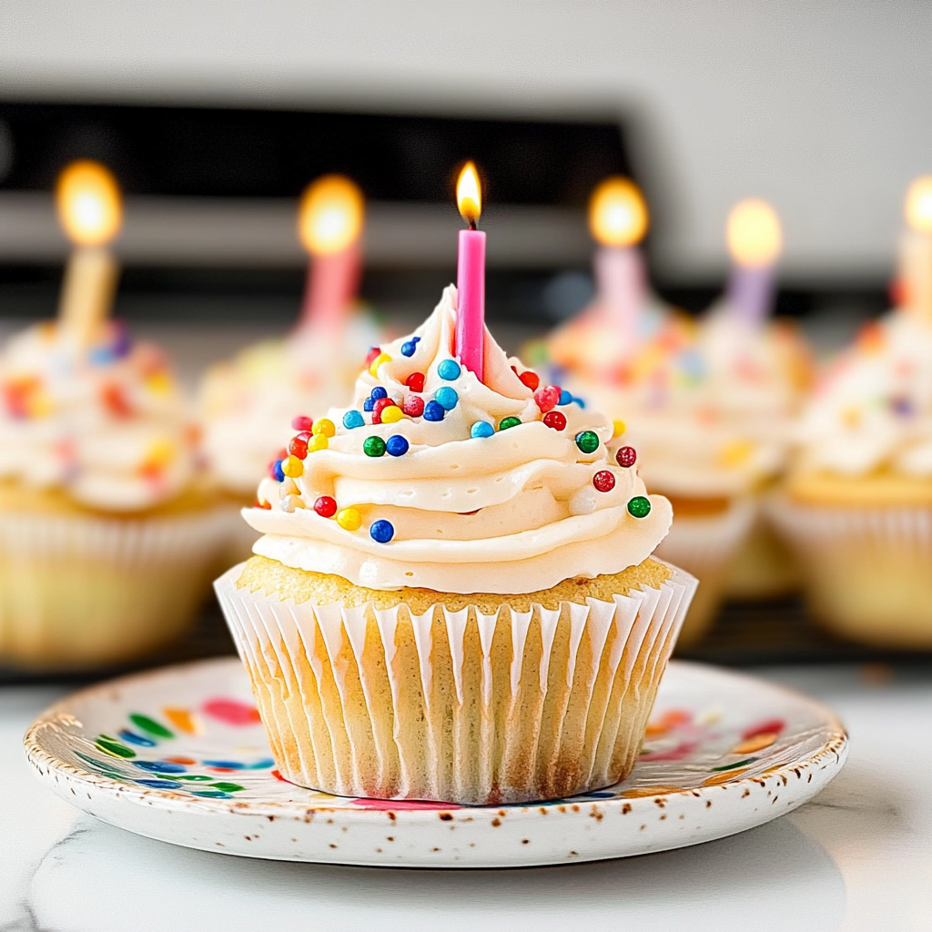 Recipe preparation for Confetti Celebration Cupcakes