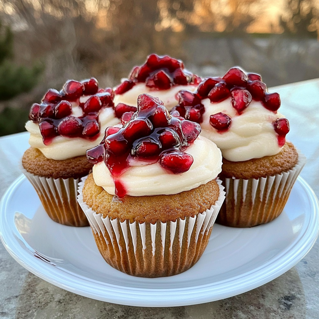 Recipe preparation for Pomegranate and Vanilla Bean Cupcakes