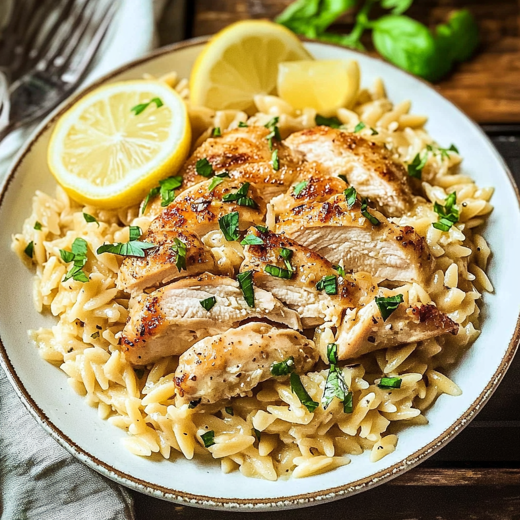 Recipe preparation for Slow Cooker Lemon Garlic Chicken and Orzo