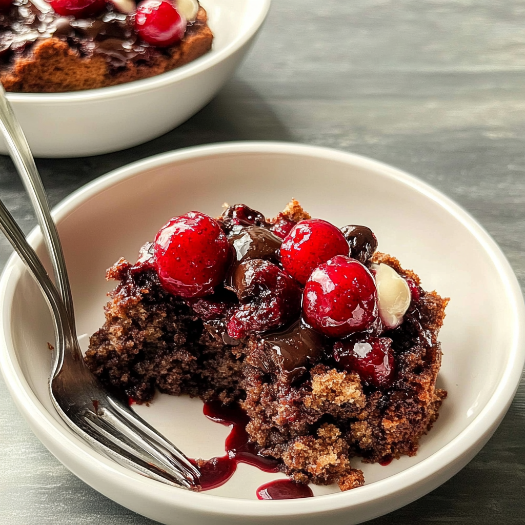 Recipe preparation for Cherry Chocolate Chip Dump Cake