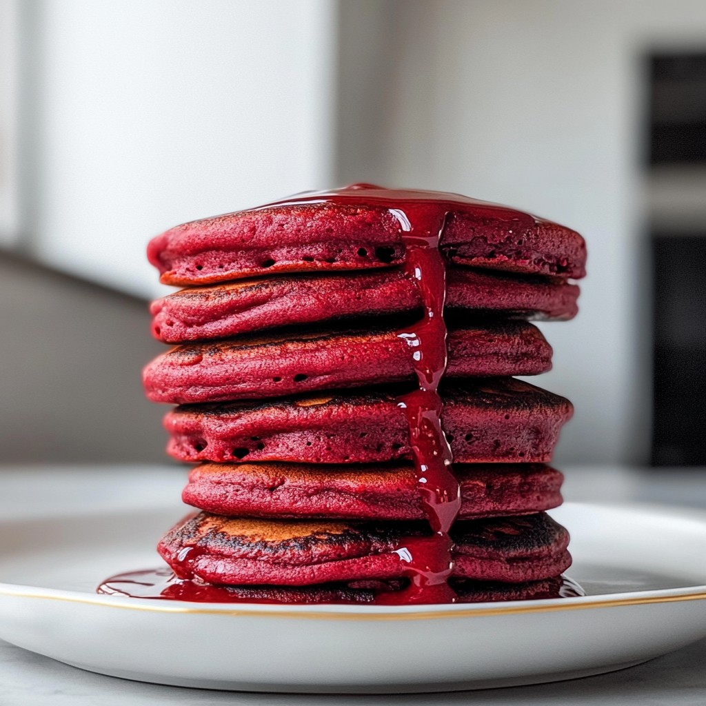 Recipe preparation for Red Velvet Pancakes