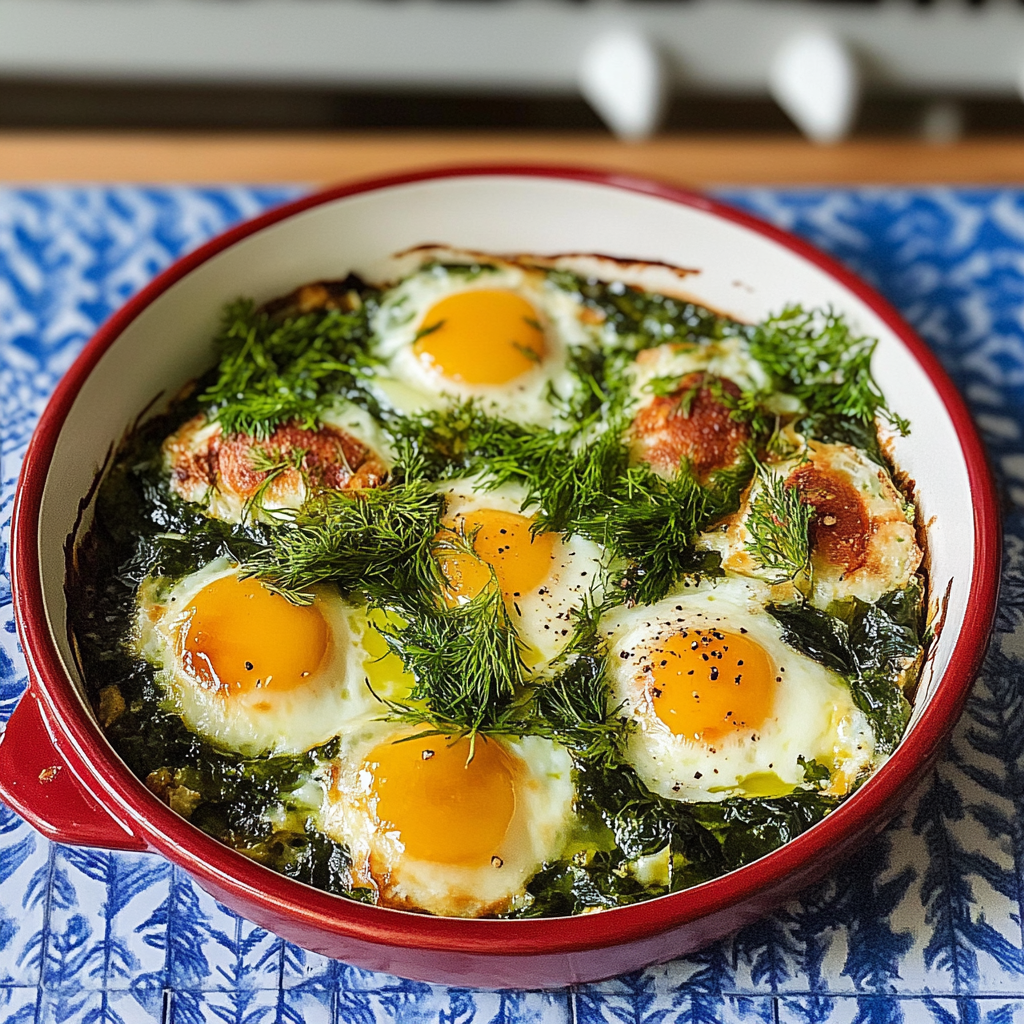 Recipe preparation for Green Shakshuka Cups