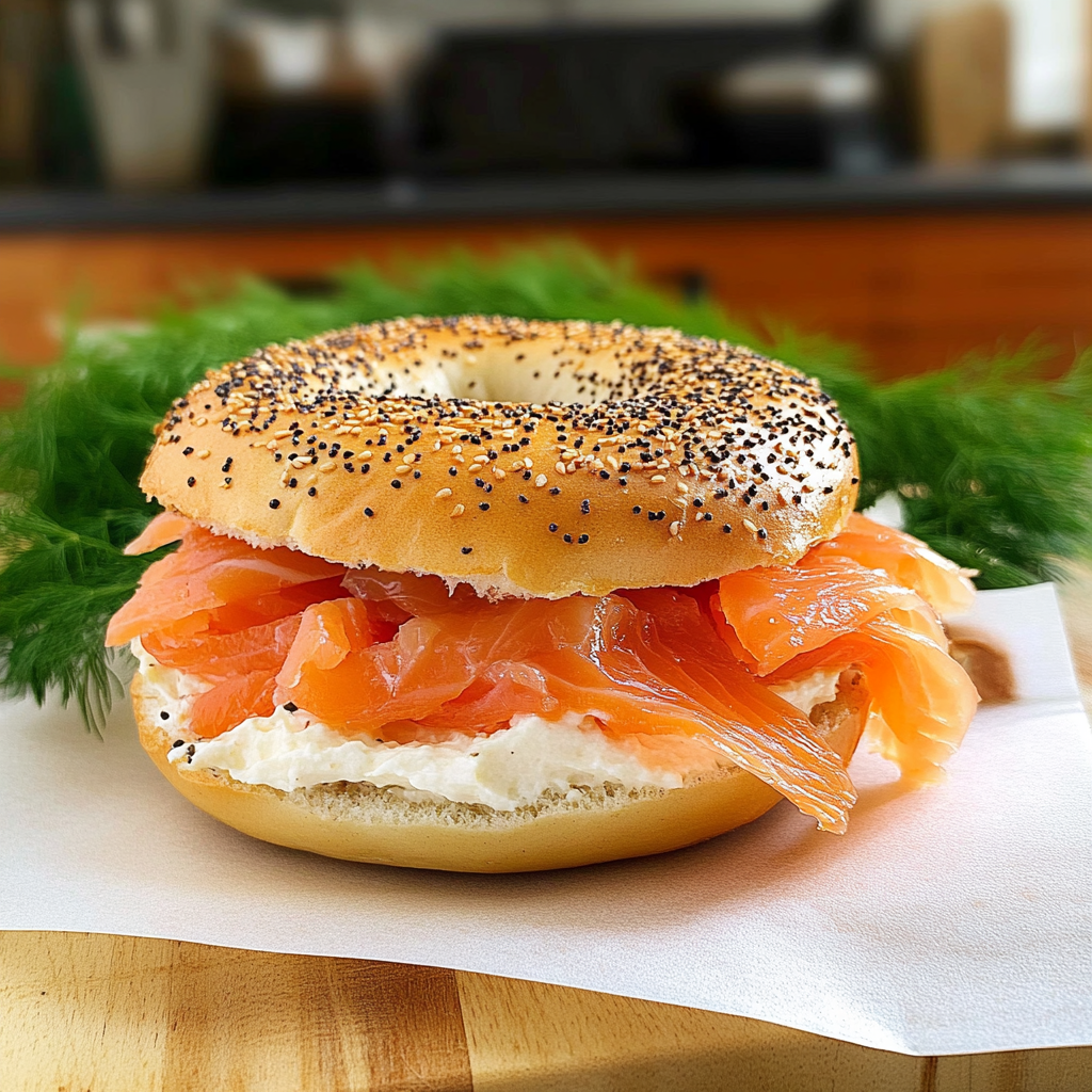 Recipe preparation for Smoked Salmon Bagel