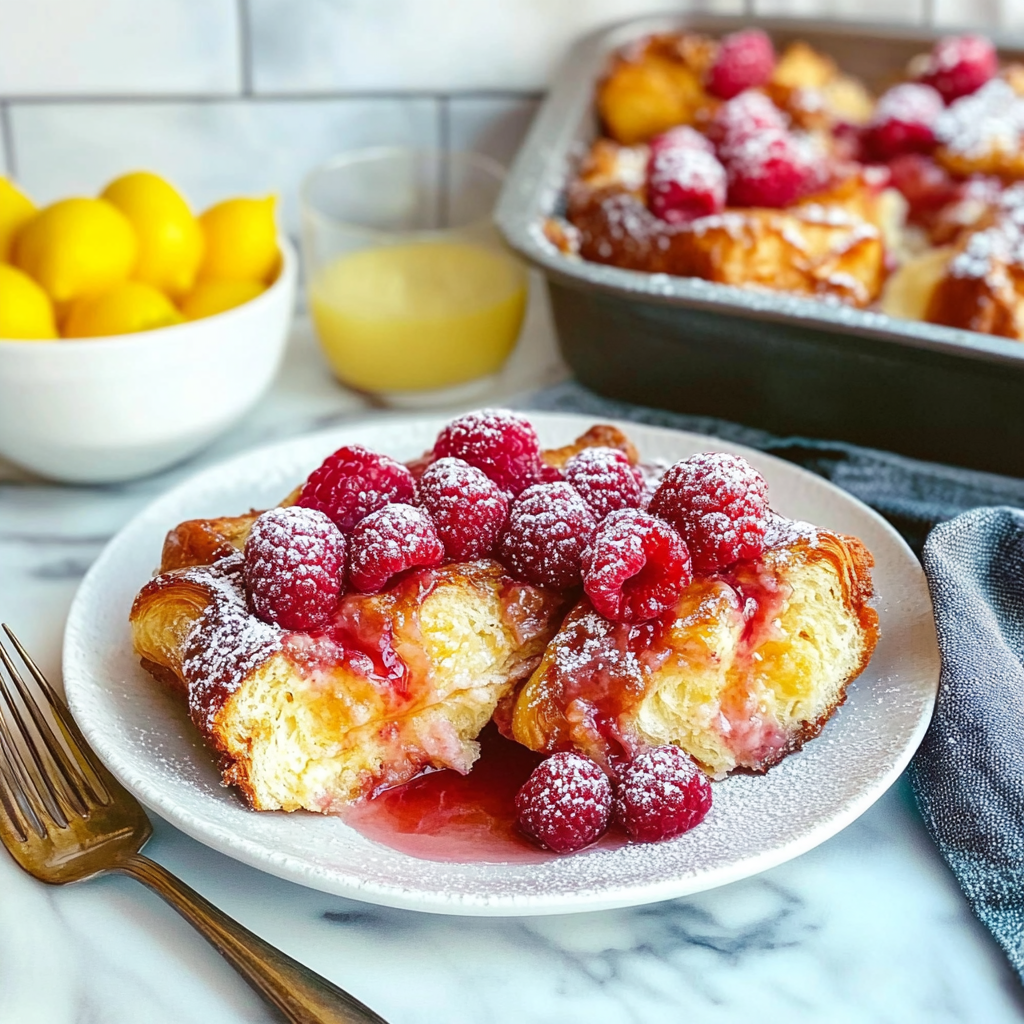 Recipe preparation for Raspberry Croissant French Toast Bake