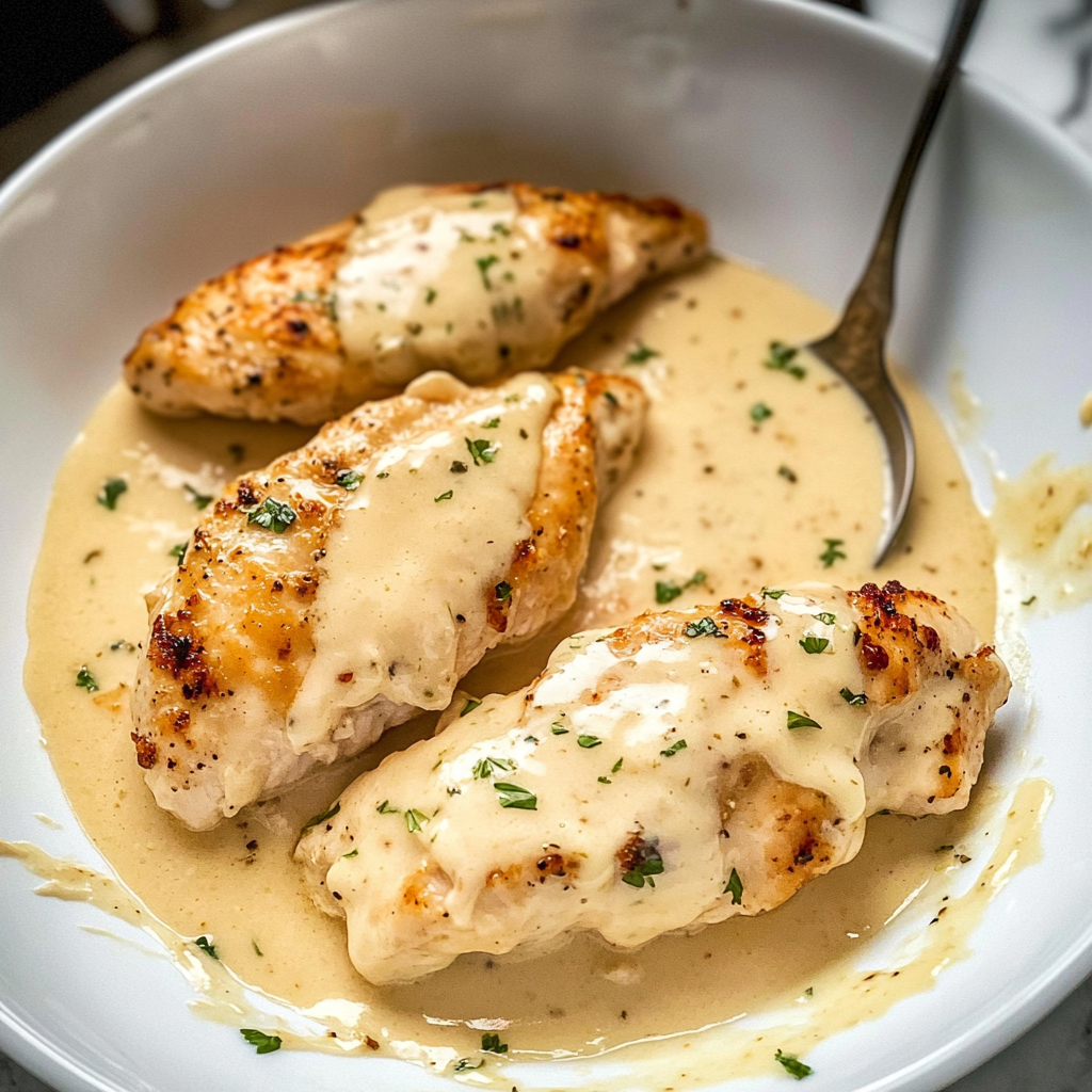 Recipe preparation for Creamy Garlic Chicken