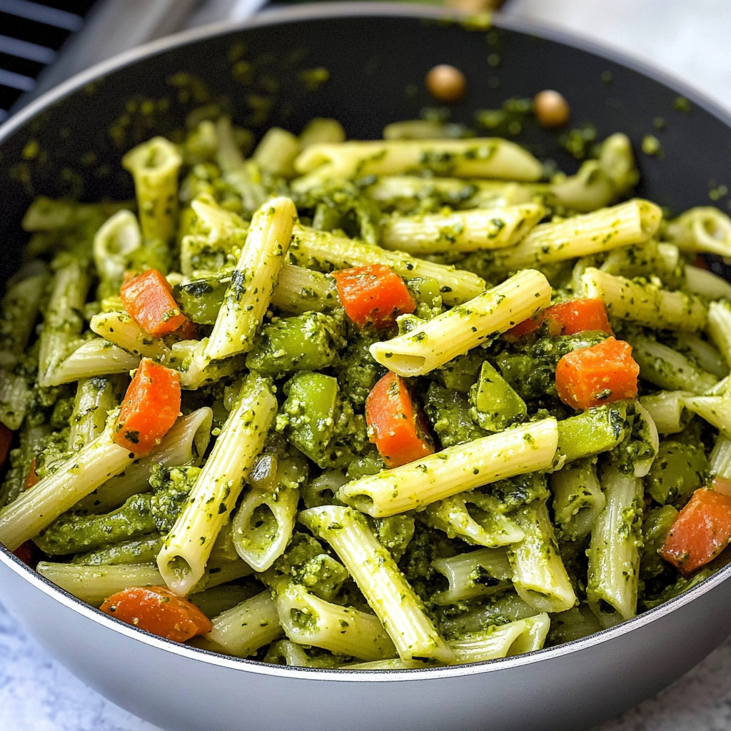Recipe preparation for Pesto Pasta Primavera