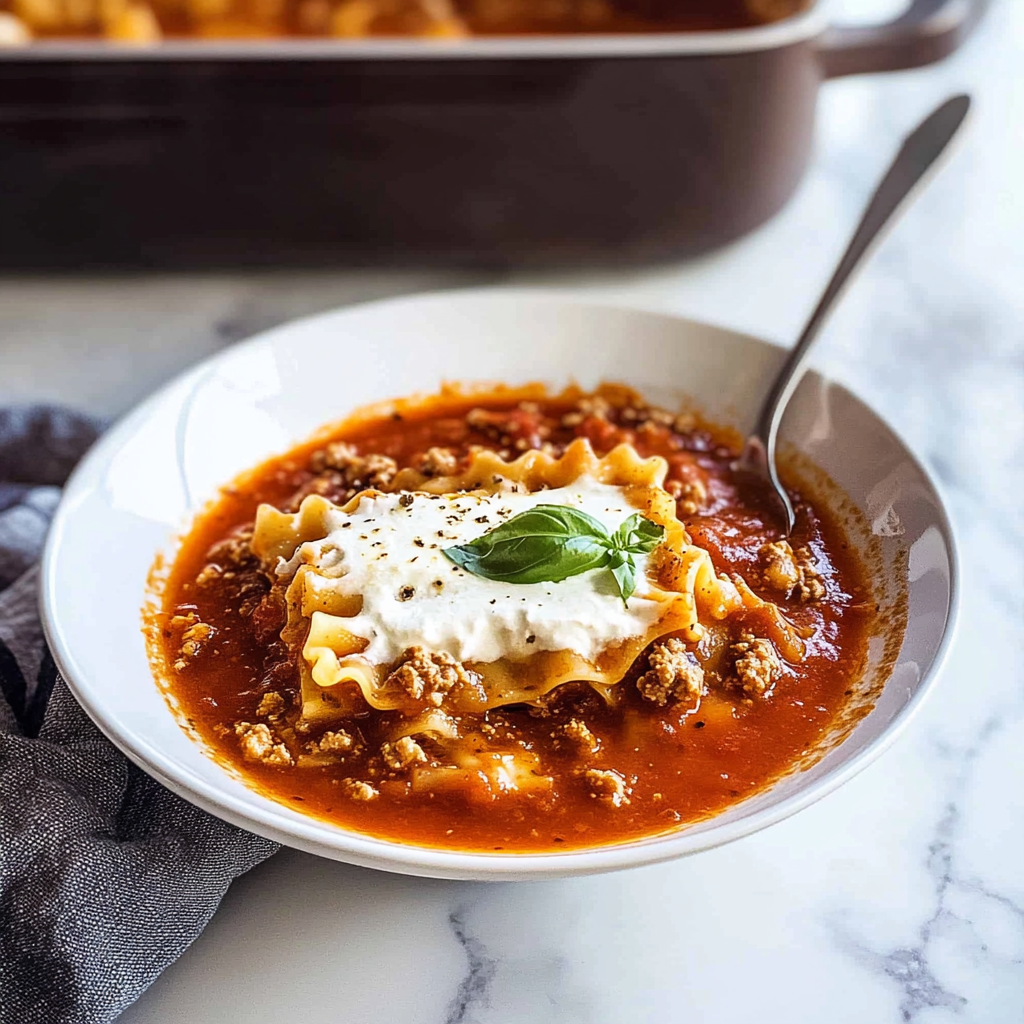 Recipe preparation for Lasagna Soup